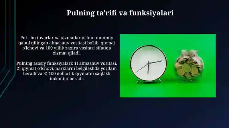 Bank tizimlari, pul nima, pul aylanmalari 4