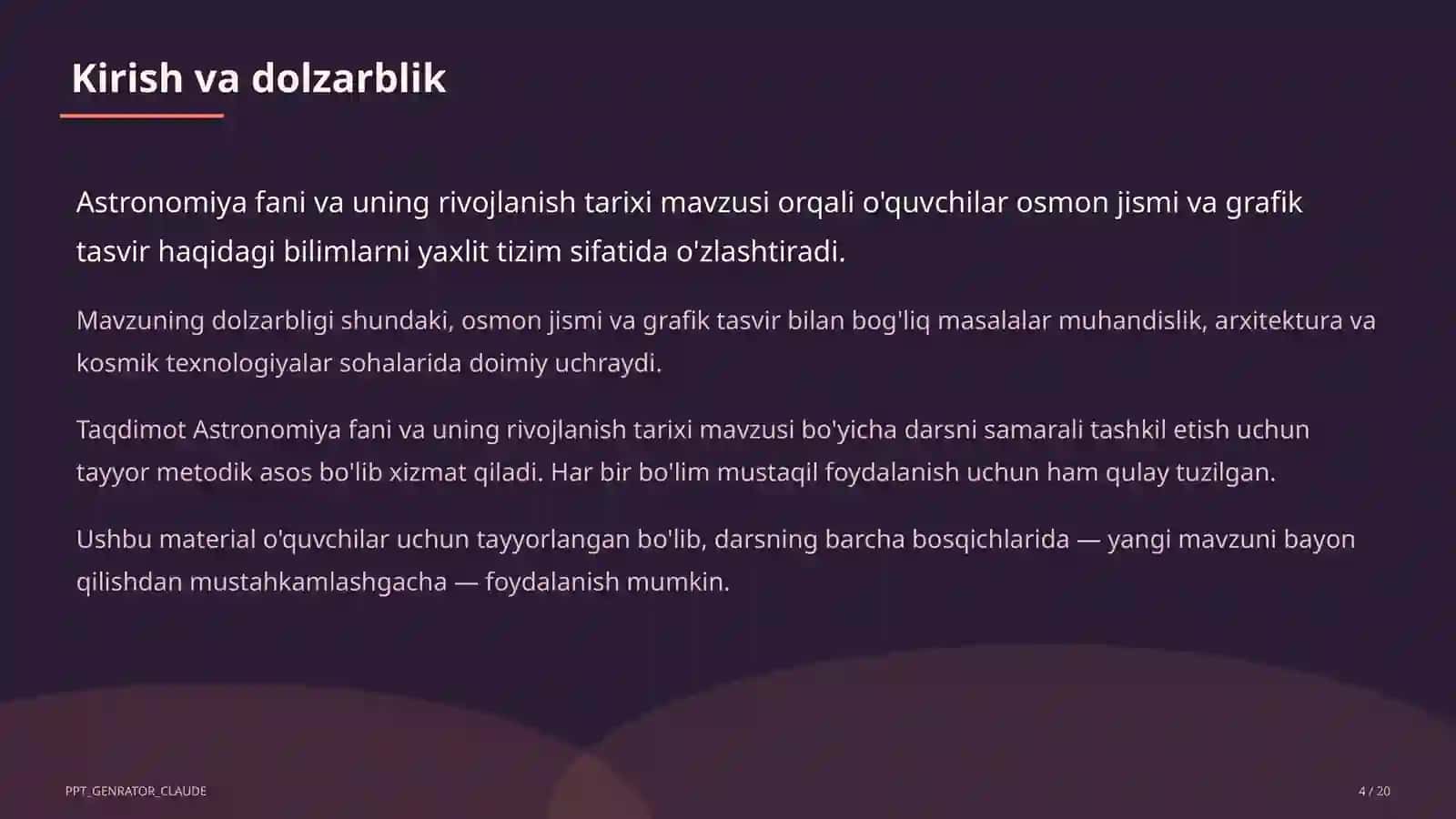 Astronomiya fani va uning rivojlanish tarixi (10-sinf) 4