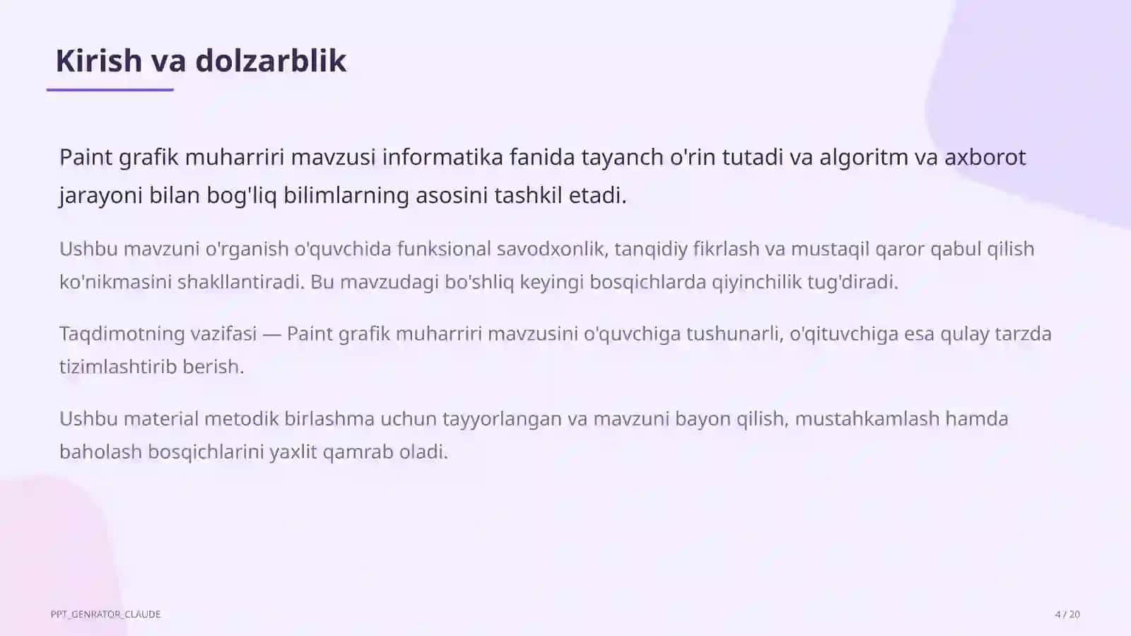 Paint grafik muharriri (5-sinf) 4
