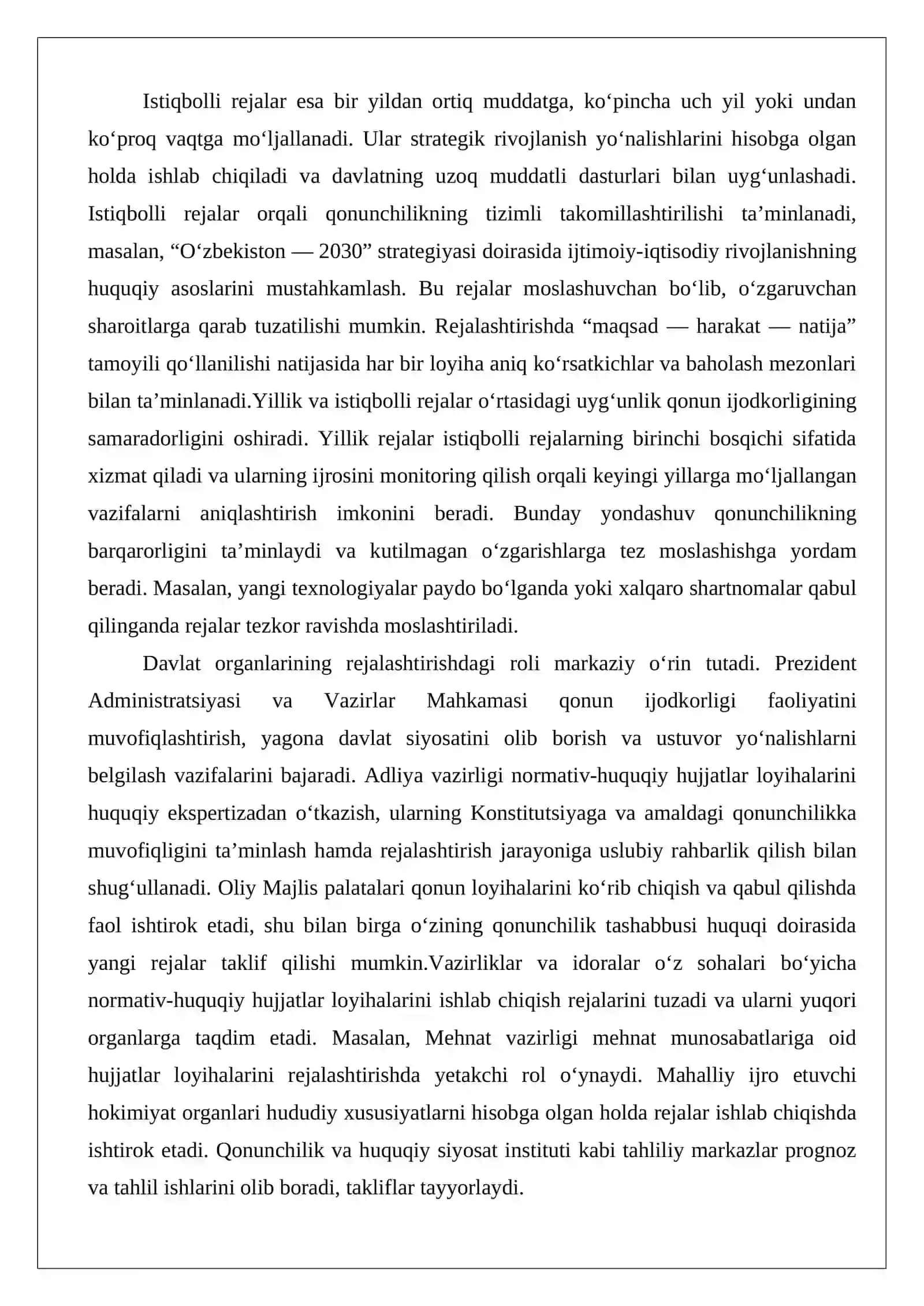 Normativ-huquqiy hujjatlar loyihalarini rejalashtirish, tashabbus qilish va tayyorlash 4