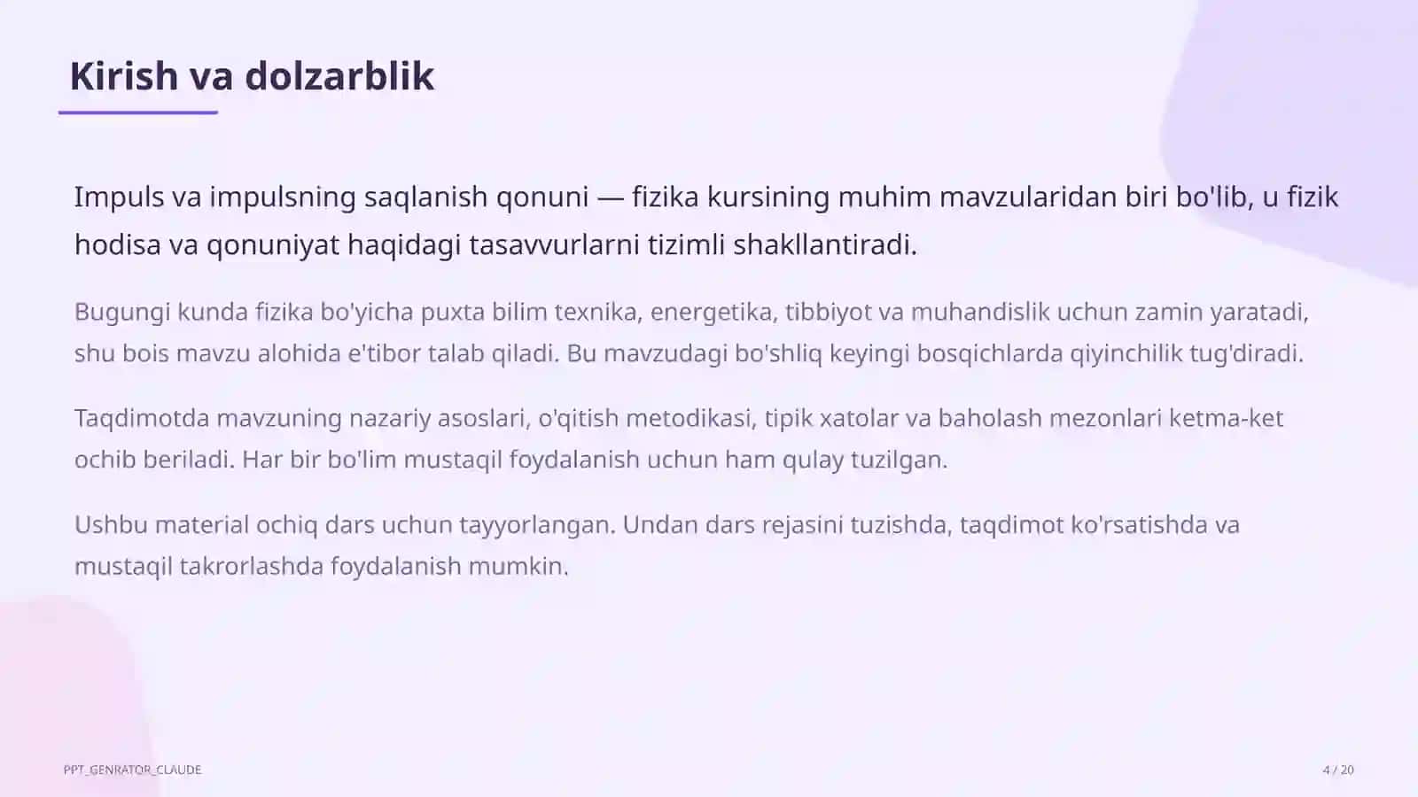 Impuls va impulsning saqlanish qonuni (9-sinf) 4