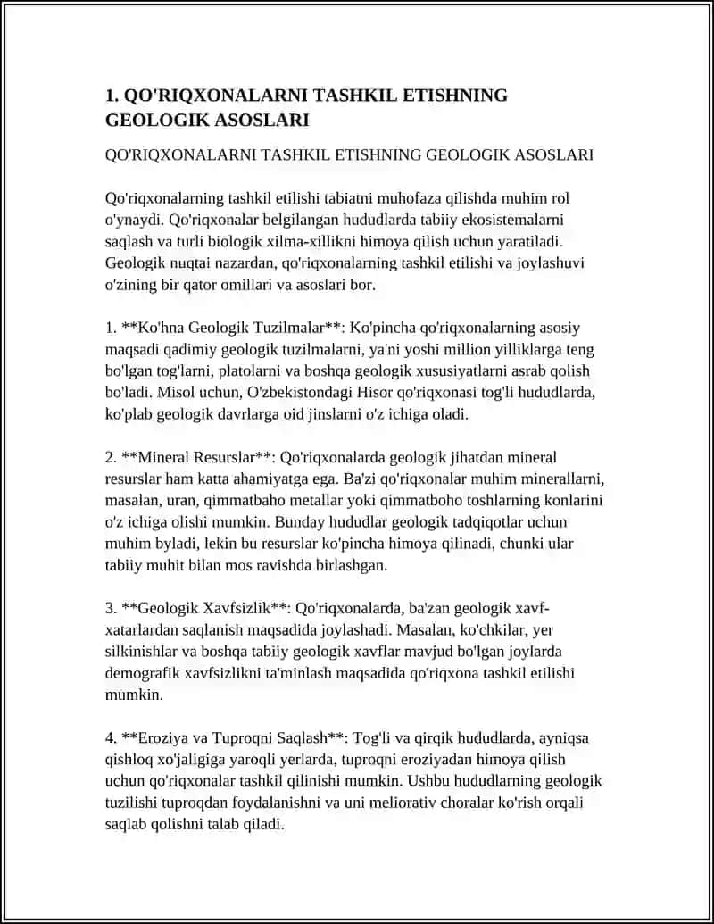 QO'RIQXONALARNI TASHKIL ETISHNING GEOLOGIK ASOSLARI 4