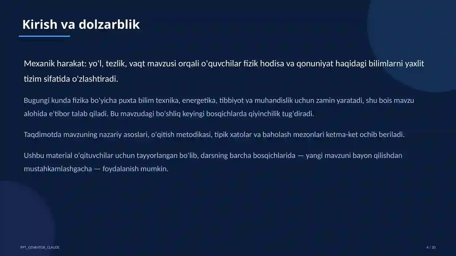 Mexanik harakat: yo'l, tezlik, vaqt (6-sinf) 4