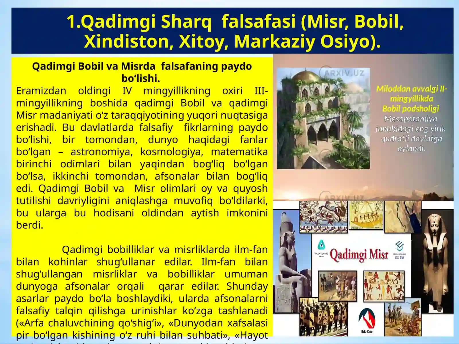 Qadimgi Sharq falsafasi (Misr, Bobil, Xindiston, Xitoy, Markaziy Osiyo) 4