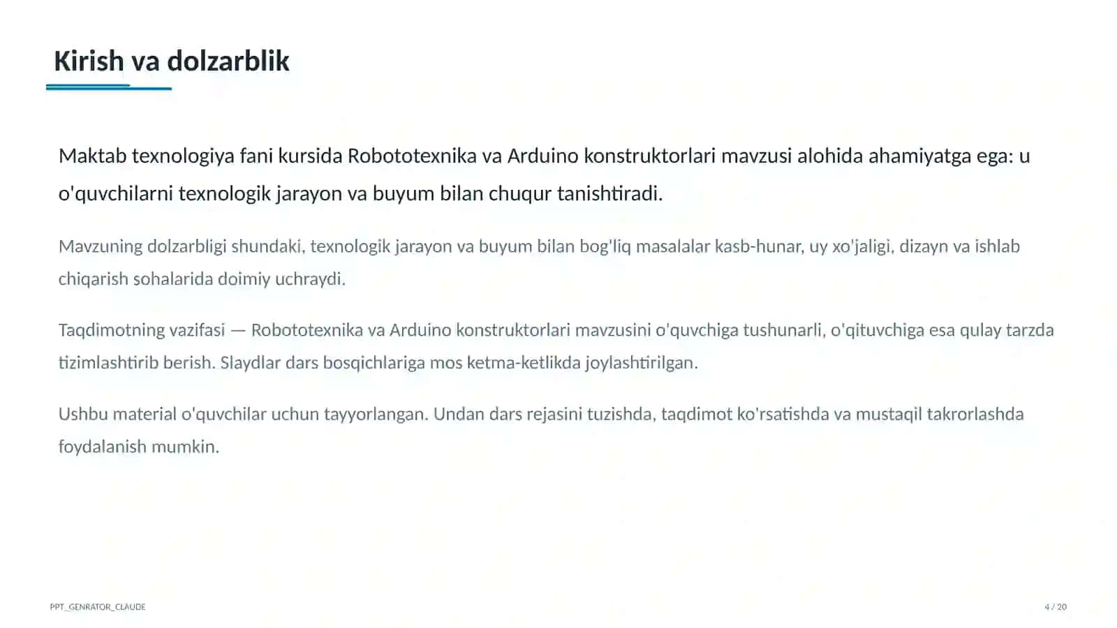 Robototexnika va Arduino konstruktorlari (9-sinf) 4