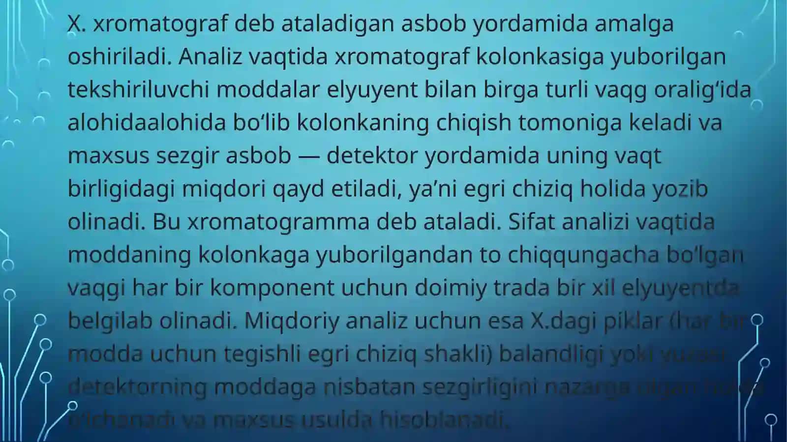 Xromotografiya usuli yordamida moddalar ajratib olish 4