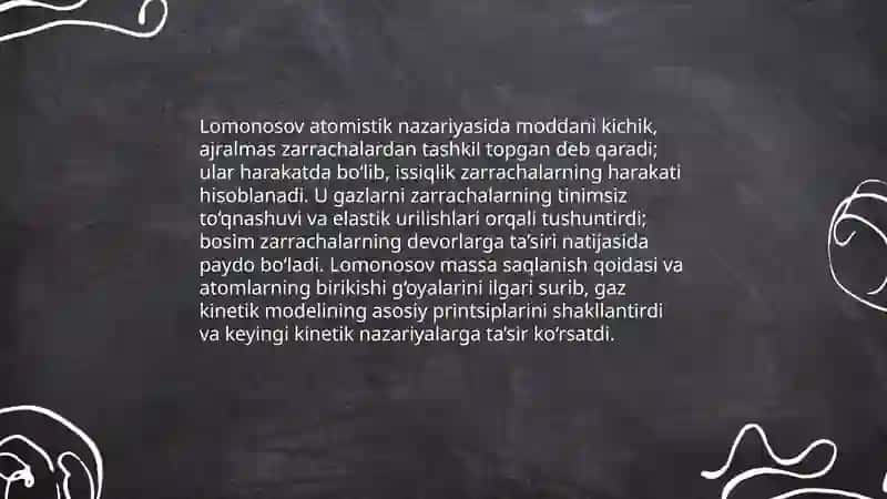 Lomonosovning kimyo sohasidagi ishlari va moddaning saqlanish qonuni 4