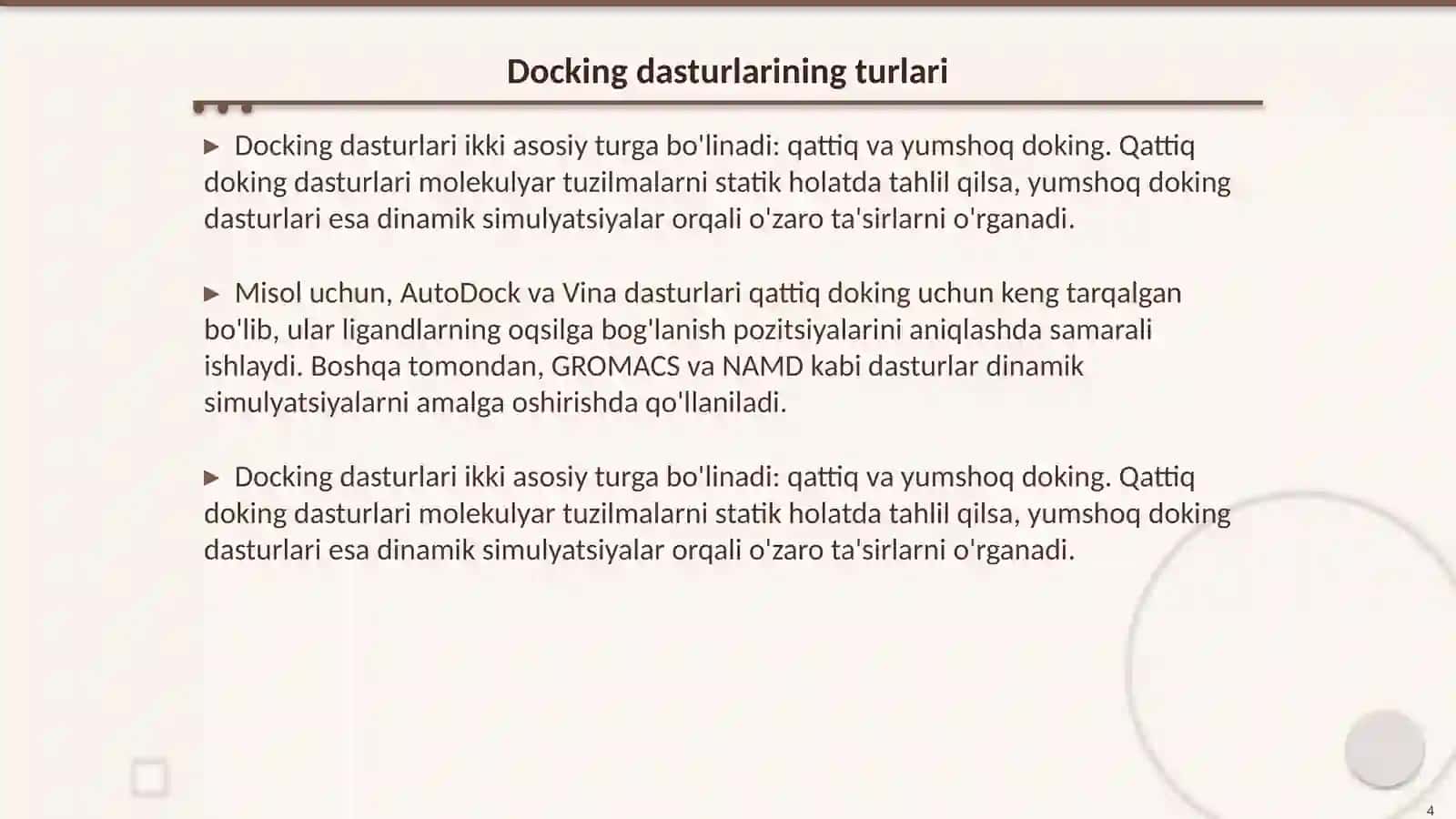 Docking dasturlari yordamida birikmalarni Molekulyar doking qilish 4