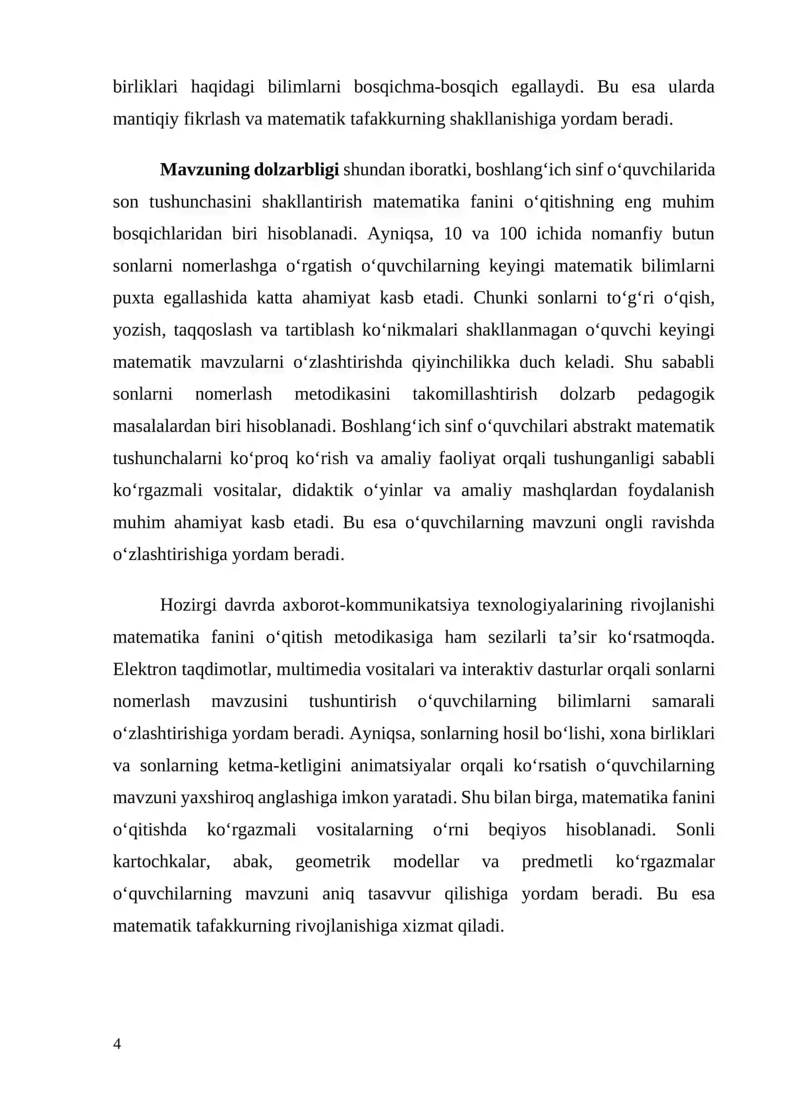 10 va 100 ichida nomanfiy butun sonlarni nomerlashga o'rgatish metodikasi 4