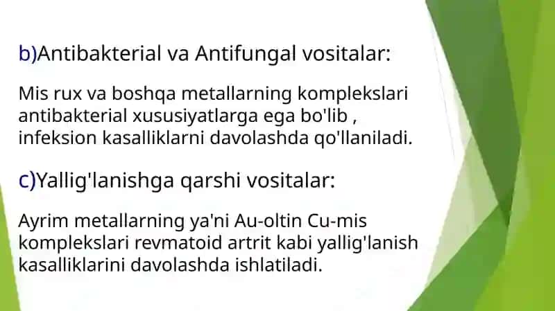 Kompleks birikmalarning tibbiyotdagi ahamiyati 4