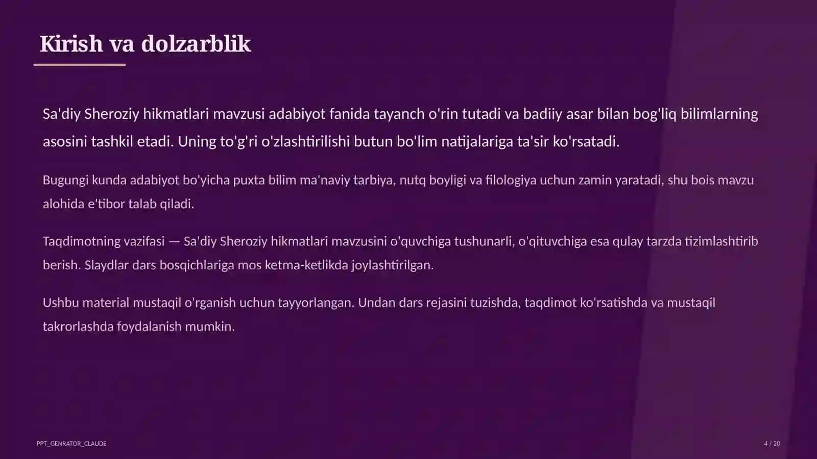 Sa'diy Sheroziy hikmatlari (6-sinf) 4