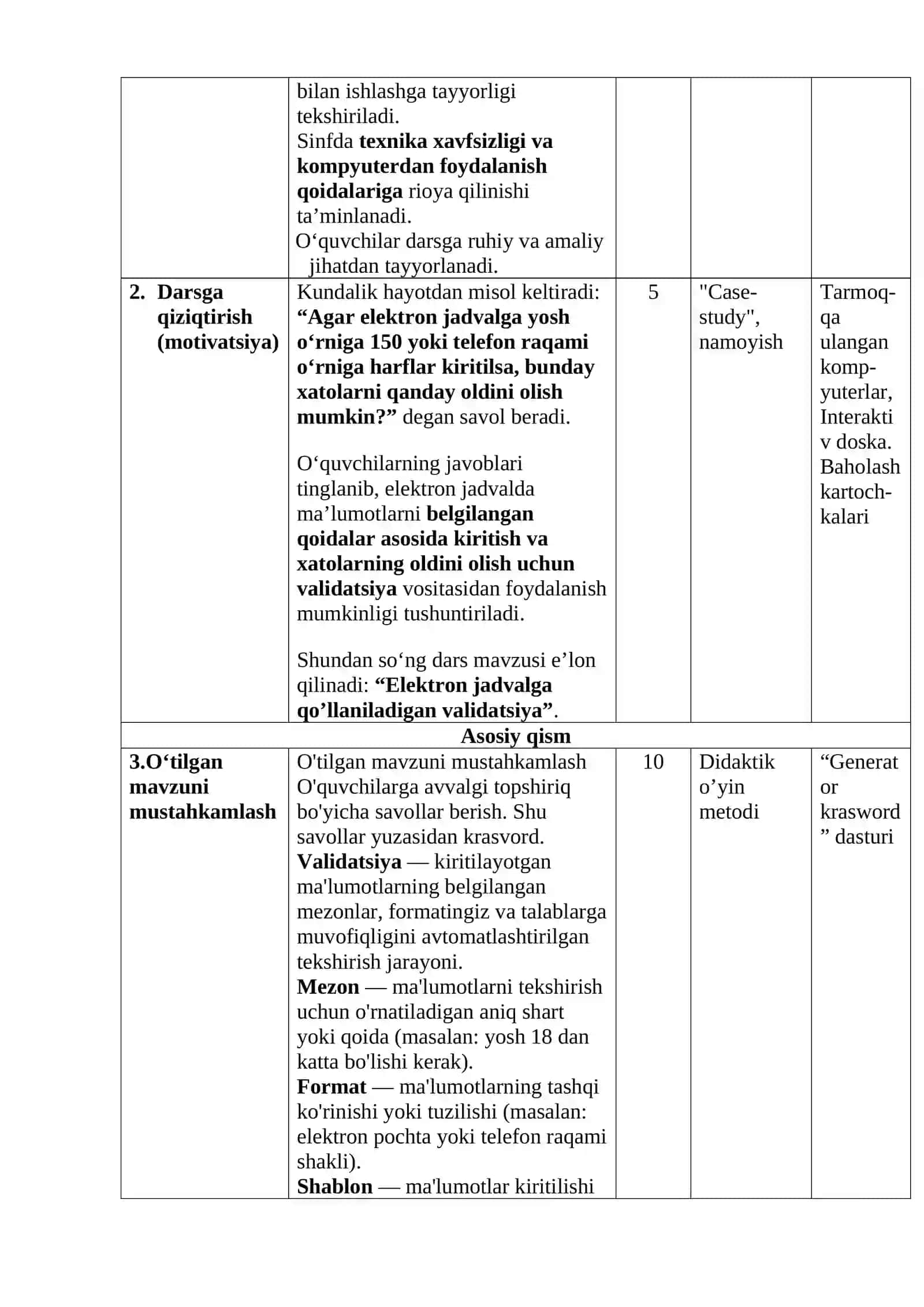 Elektron jadvalga qo’llaniladigan validatsiya 4
