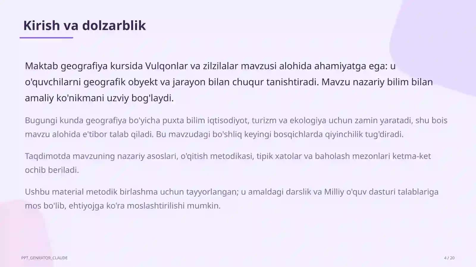 Vulqonlar va zilzilalar (5-sinf) 4