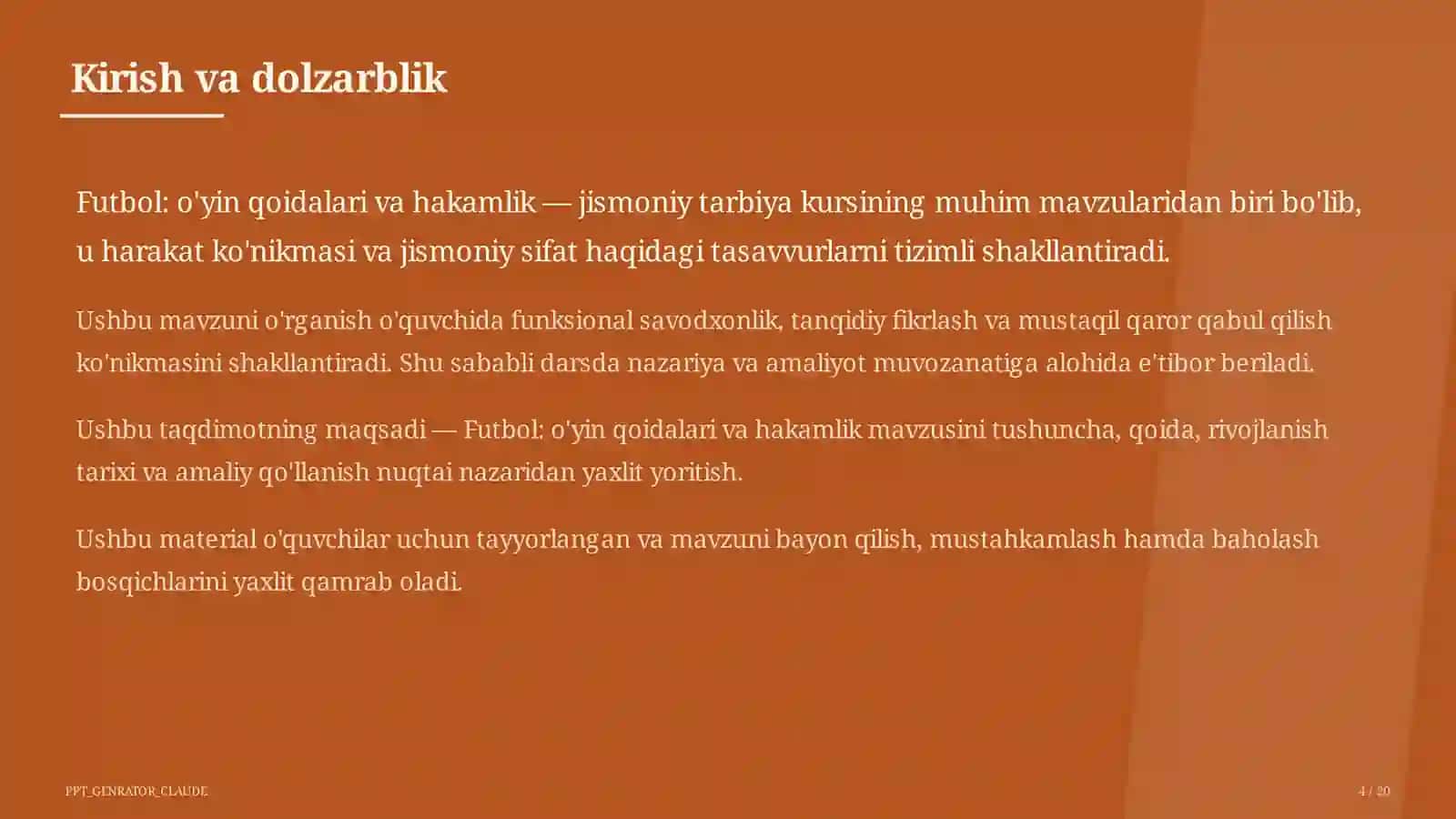 Jismoniy tarbiya (1–11) — o'quvchilar uchun 4
