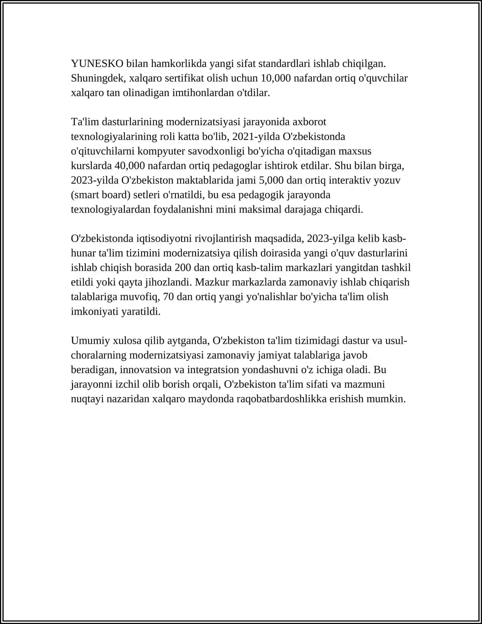 OLIY TAʼLIM TIZIMIDAGI OʻZGARISHLAR, ISLOHOTLAR 4