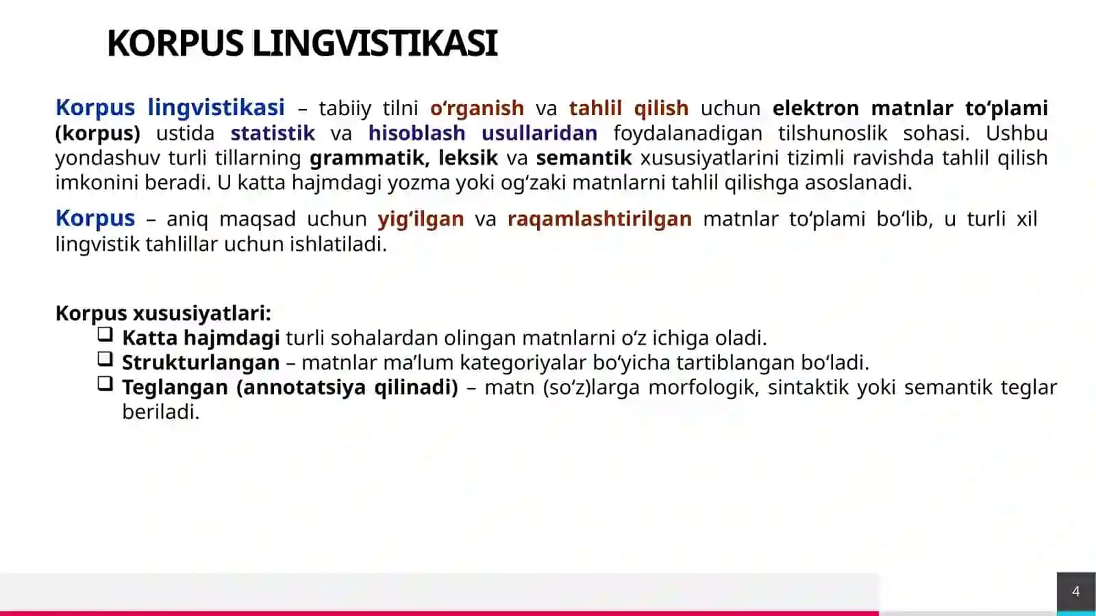Korpus lingvistikasining rivojlanishi 4