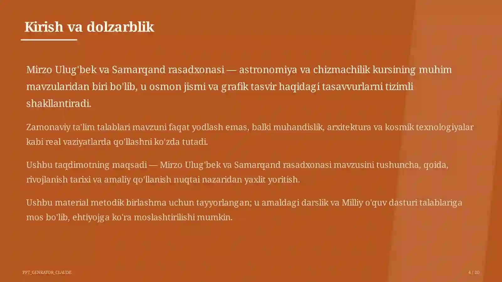 Mirzo Ulug'bek va Samarqand rasadxonasi (10-sinf) 4