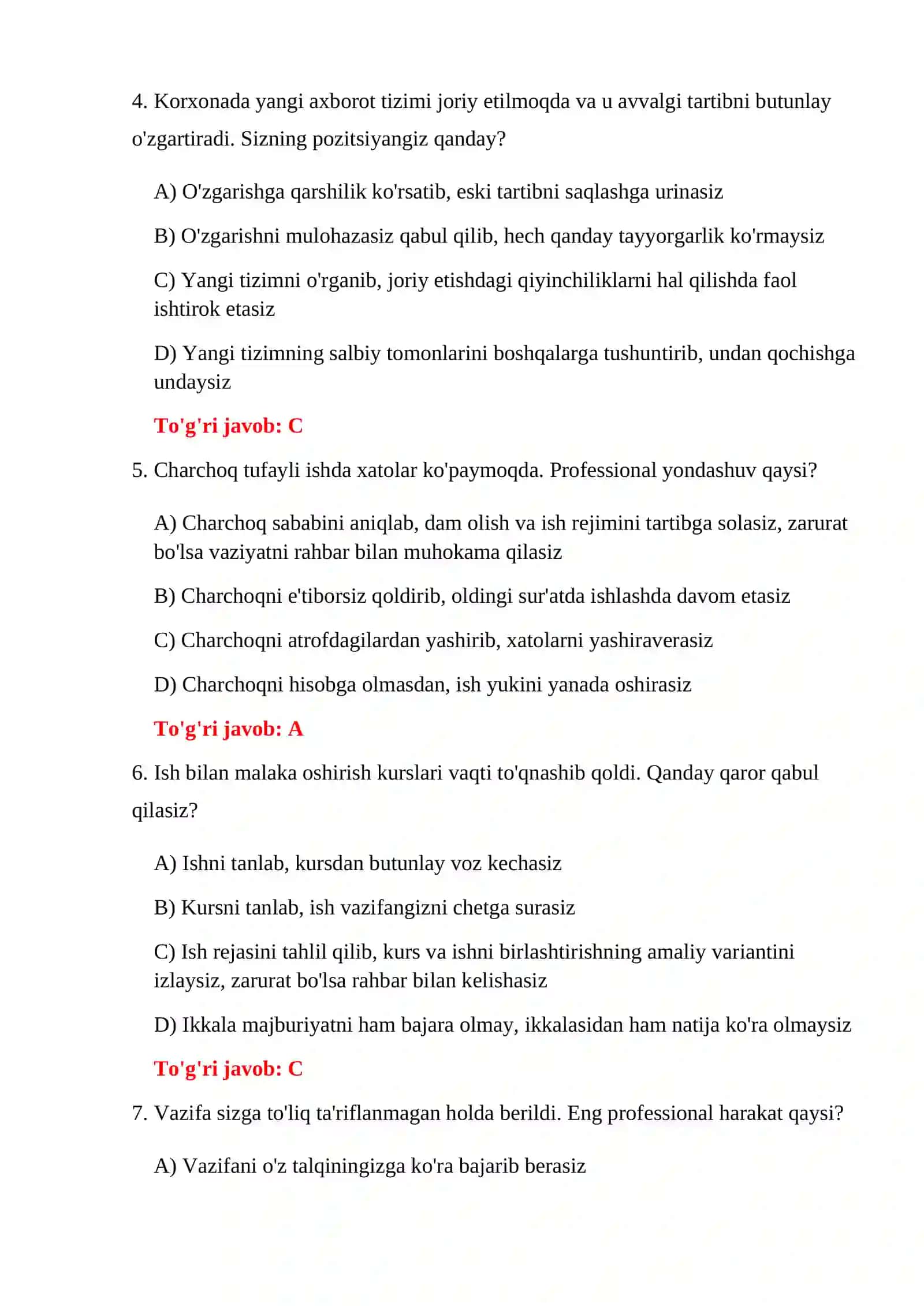 BOJXONA HA/YO'Q PSIXOLOGIK TESTLARI 4