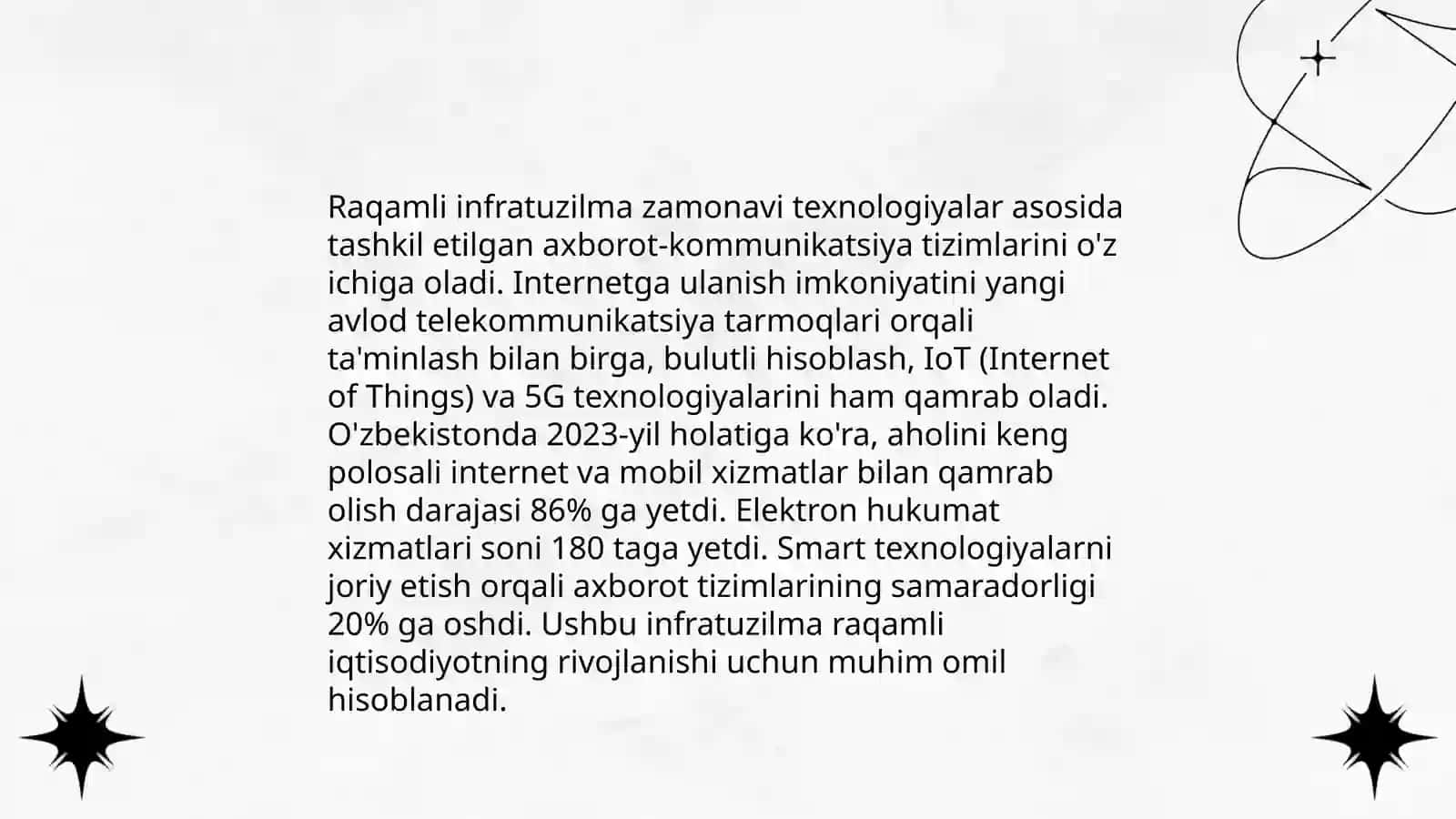 Axborotlashgan jamiyatda aqlli shaharlar konsepsiyasi" Do’stmurodov Ismatillo Omonqulov Ro’ziqul 4