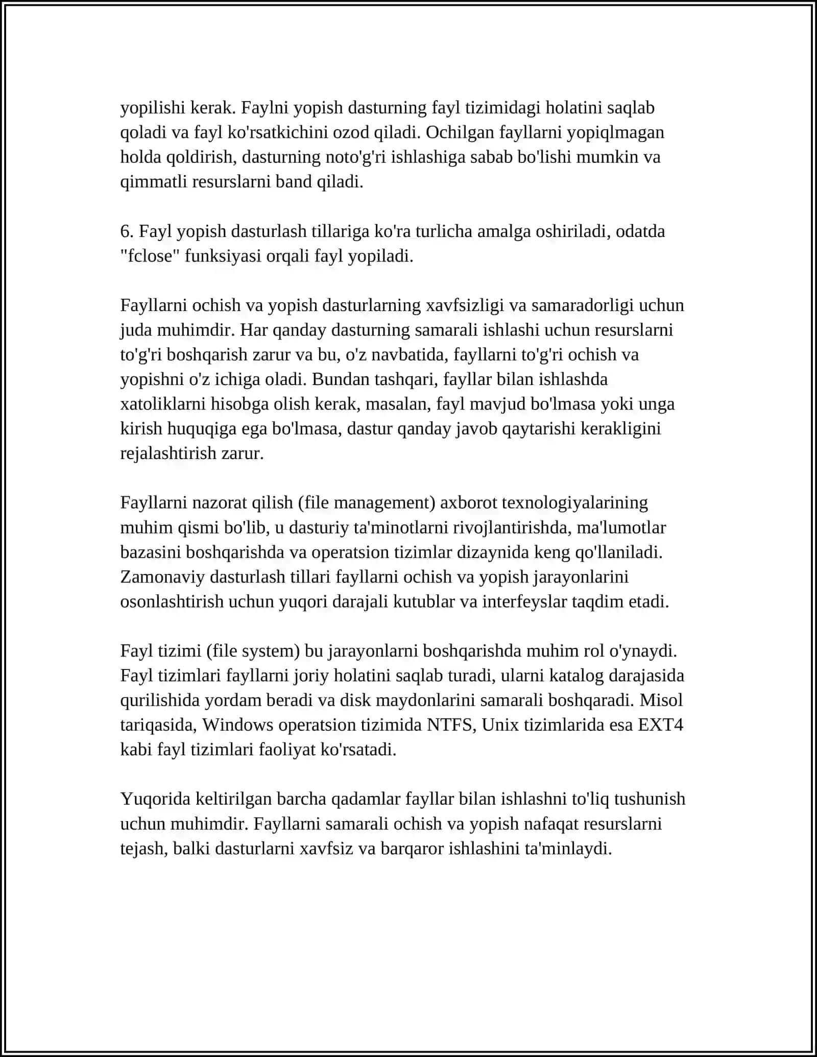 PYTHON DASTURLASH TILIDA FAYLLAR BILAN ISHLASH 4