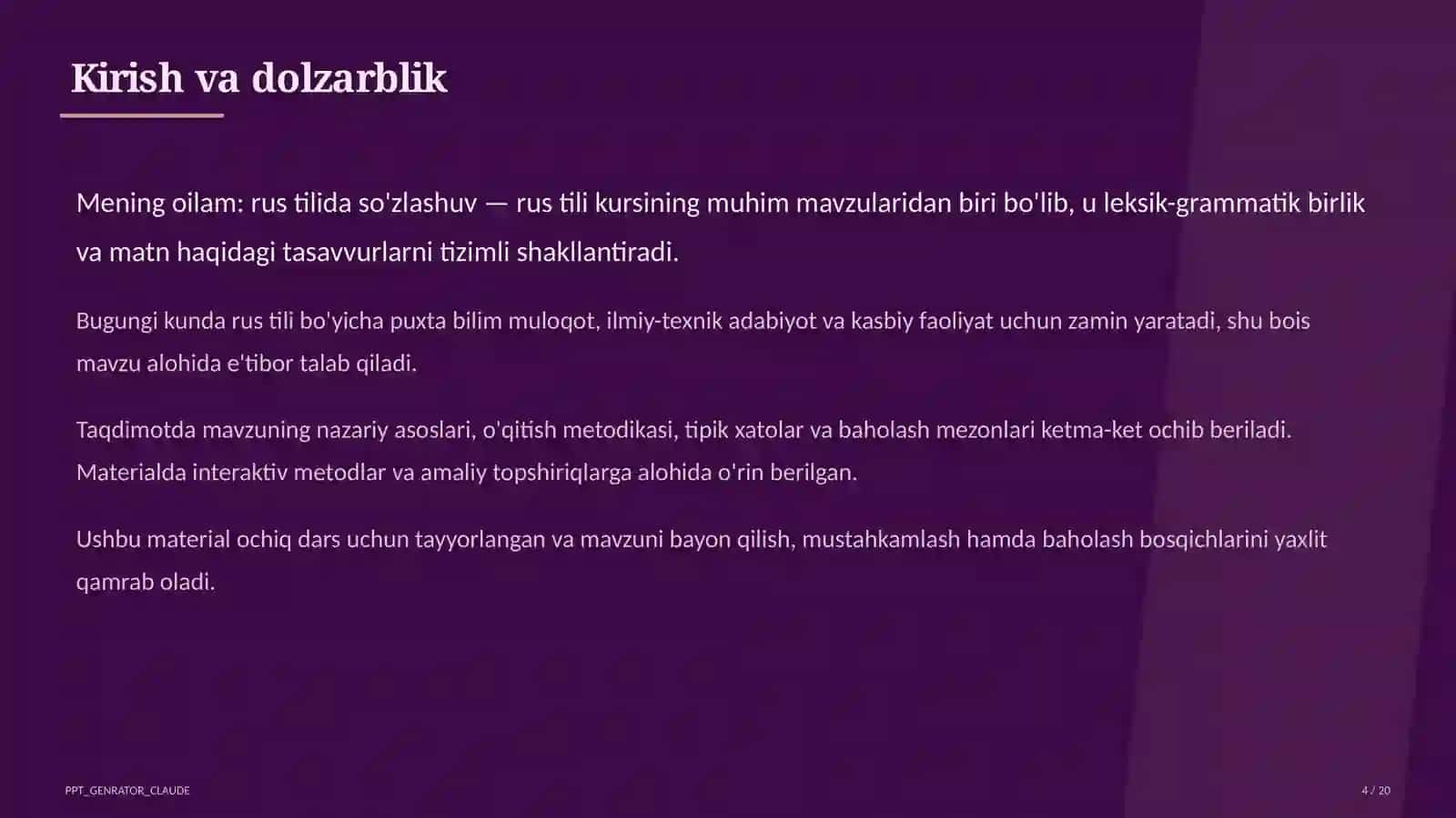 Mening oilam: rus tilida so'zlashuv (3-sinf) 4