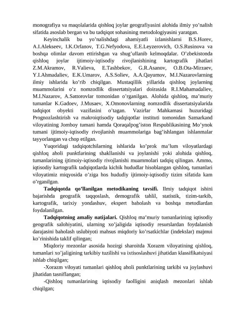 Qishloq, Ma’muriy Tumanlarning Yirik Masshtabli Ijtimoiy-Iqtisodiy Kartalarini Tuzish 4