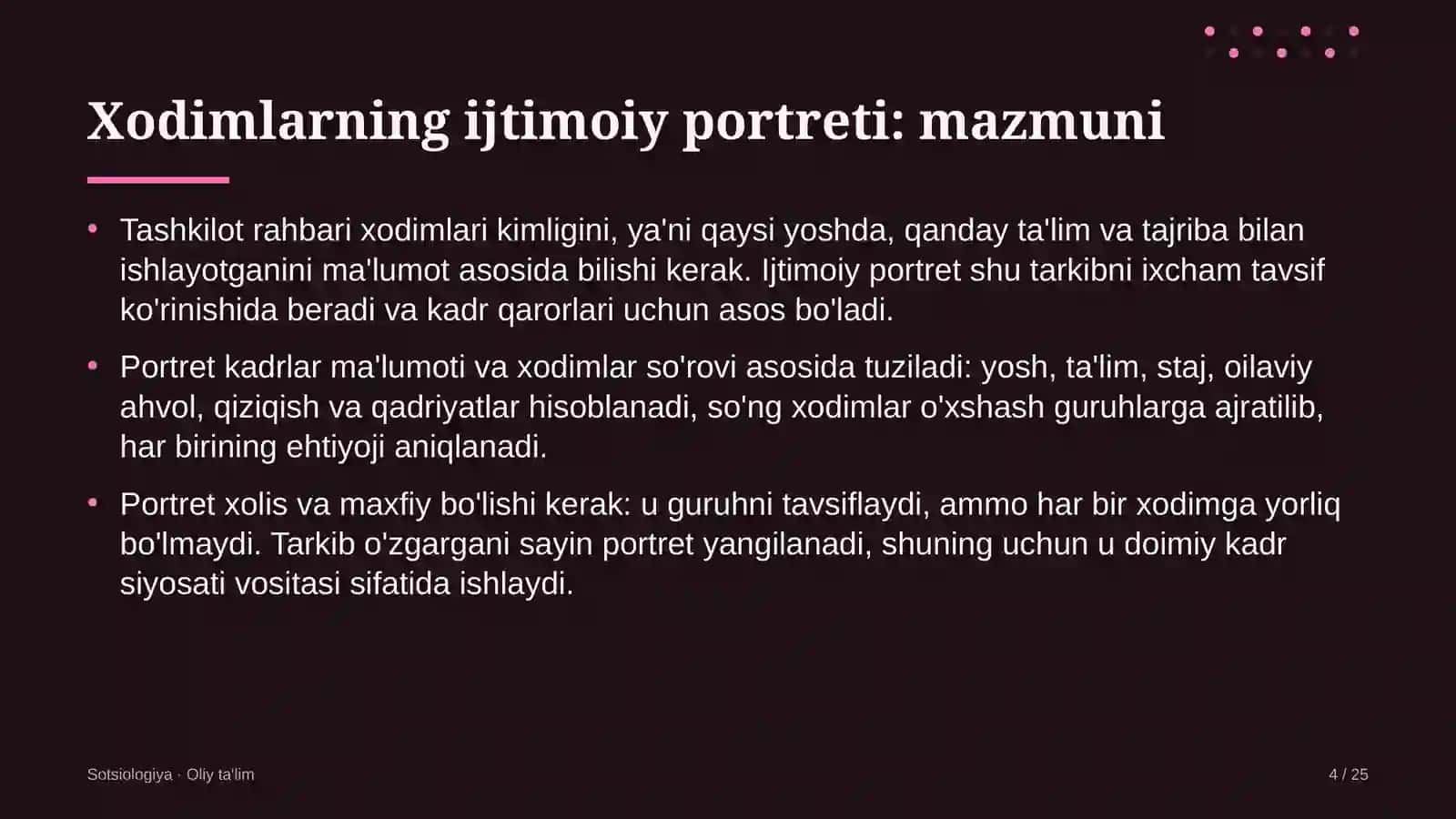 Xodimlarning ijtimoiy portreti: mohiyati 4