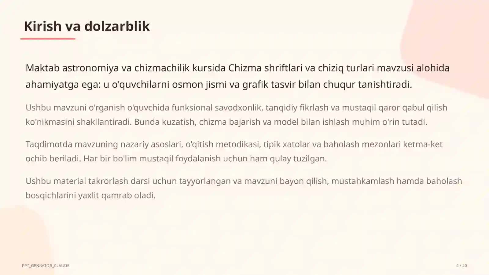 Chizma shriftlari va chiziq turlari (8-sinf) 4