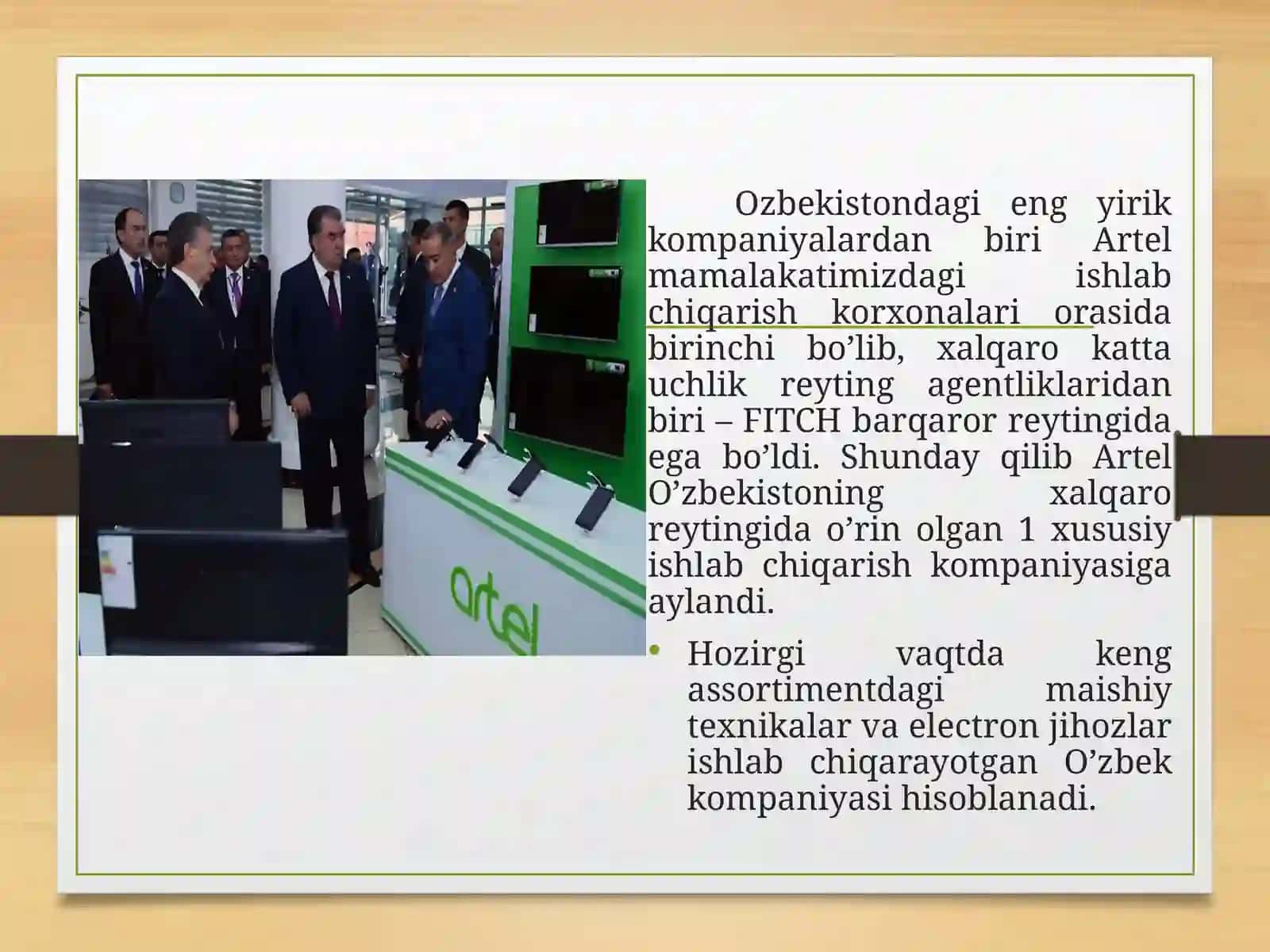 Artel qo’shma korxonasi 4