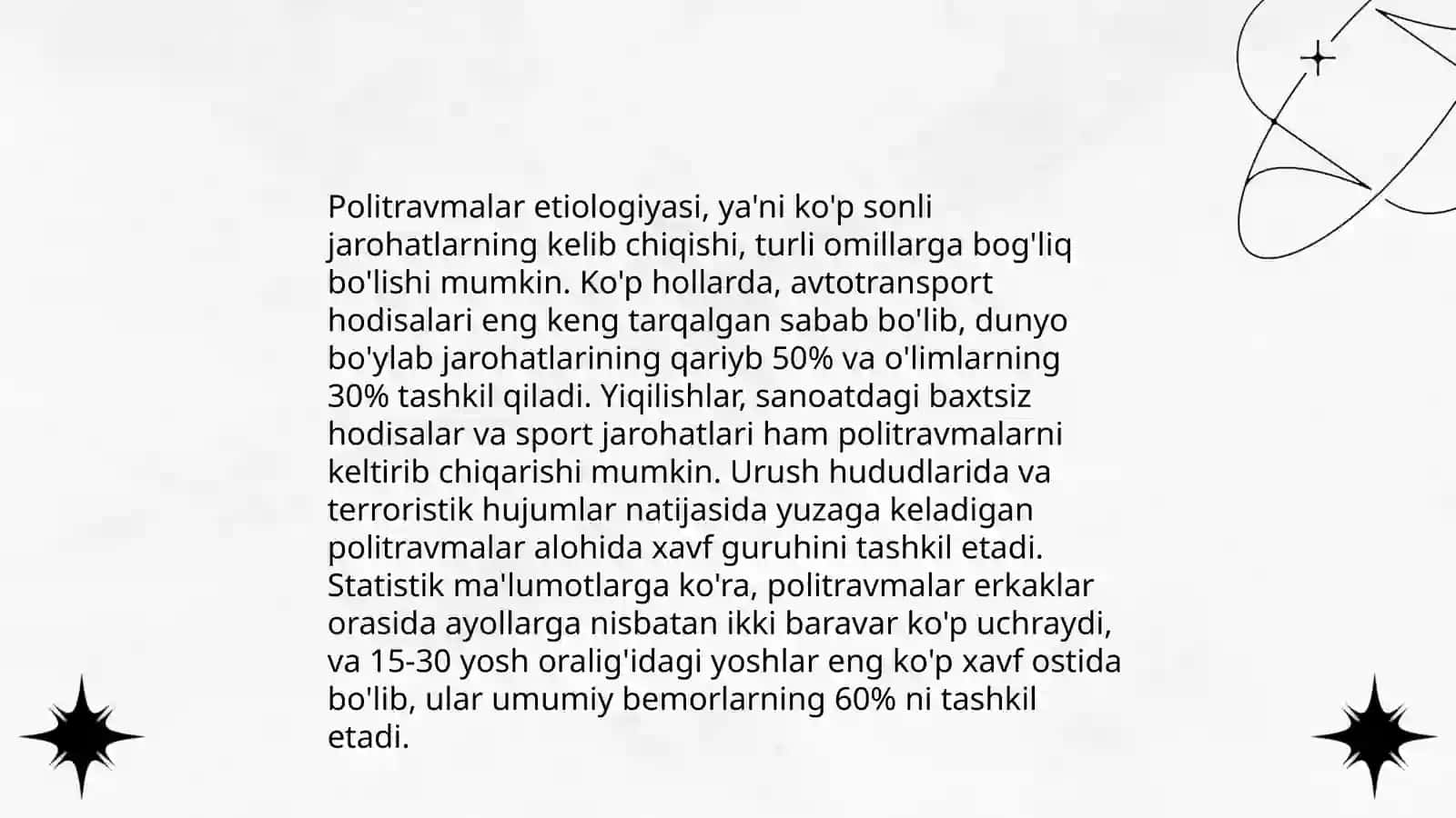 Qoʻshma jaroxatlar va politravmalar etiologiyasi klinikasi patogenezi va davolash 4