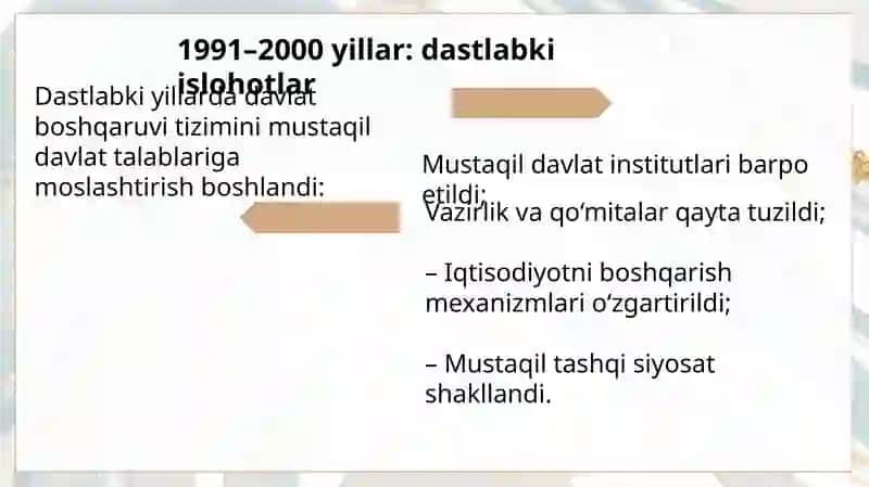 Mustaqillik yillarida davlat boshqaruv tizimida amalga oshirilgan islohotlar 4
