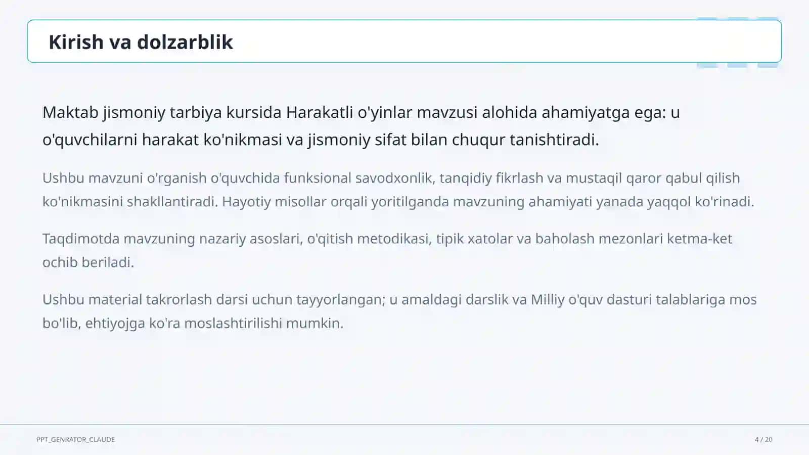 Harakatli o'yinlar (1-sinf) 4