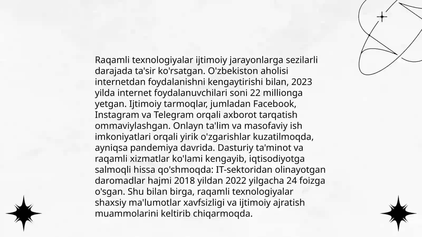 Ozbekstanda social tarawda amelge asirilip atirgan ozgerisler mazmuni ham manisi 4