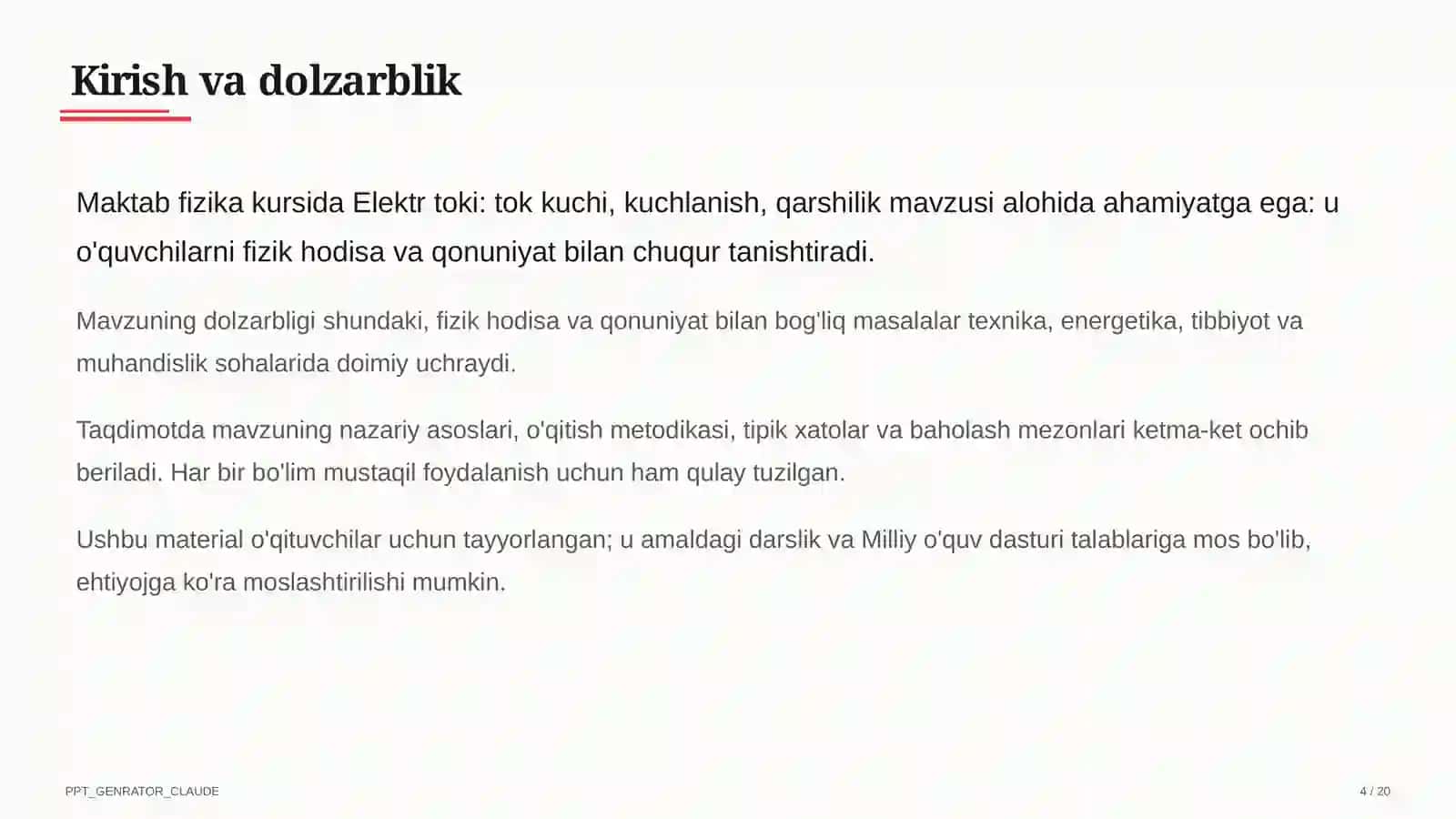 Elektr toki: tok kuchi, kuchlanish, qarshilik (8-sinf) 4