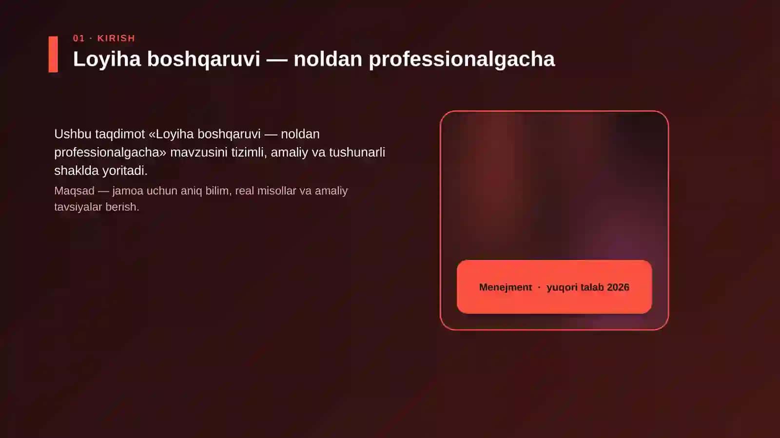 Loyiha boshqaruvi — noldan professionalgacha 4