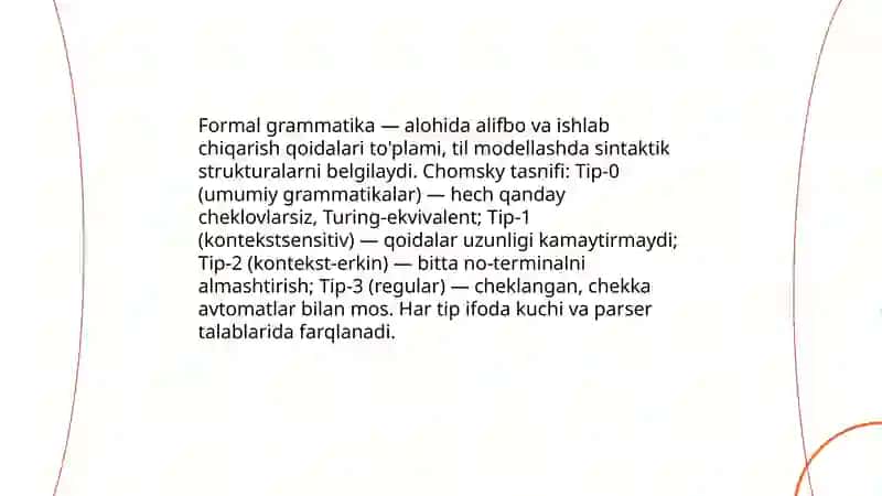 Sintaktik formallashtirish 4