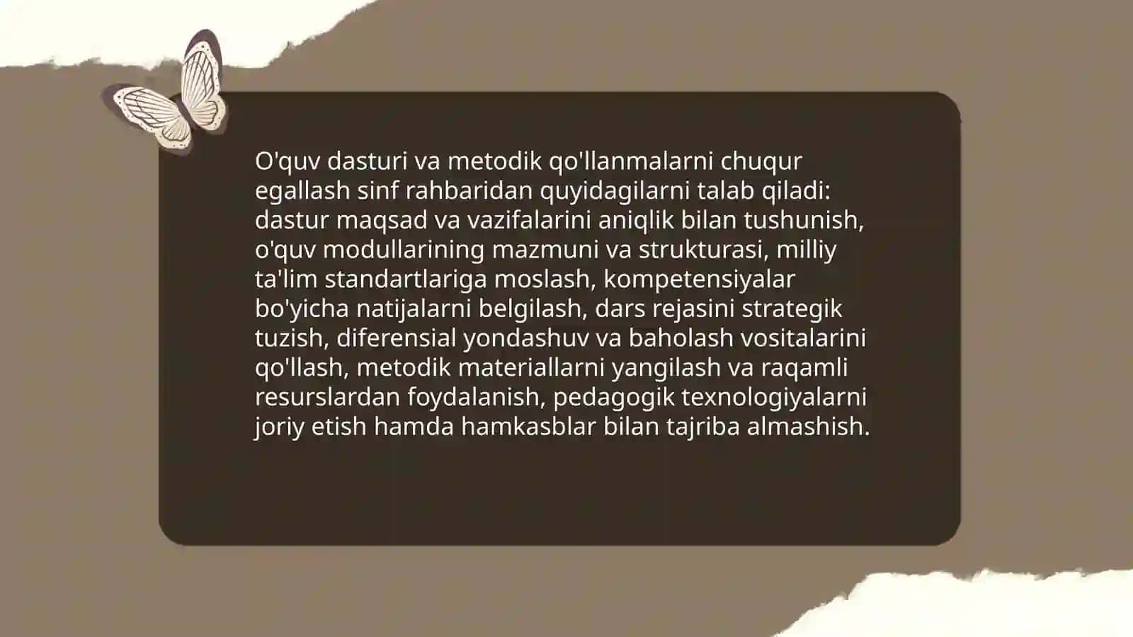Sinf rahbarining o'quv faoliyati samaradorligini oshirishga qo'yilgan talablar 4