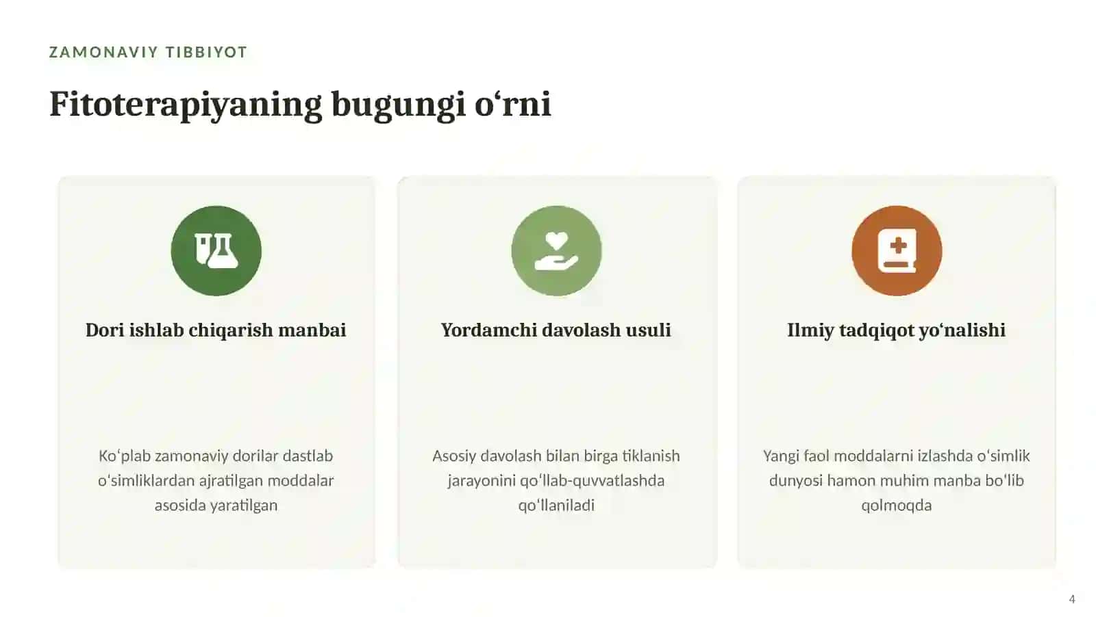 Fitoterapiyaning tibbiyotdagi o‘rni | 15 slayd 4