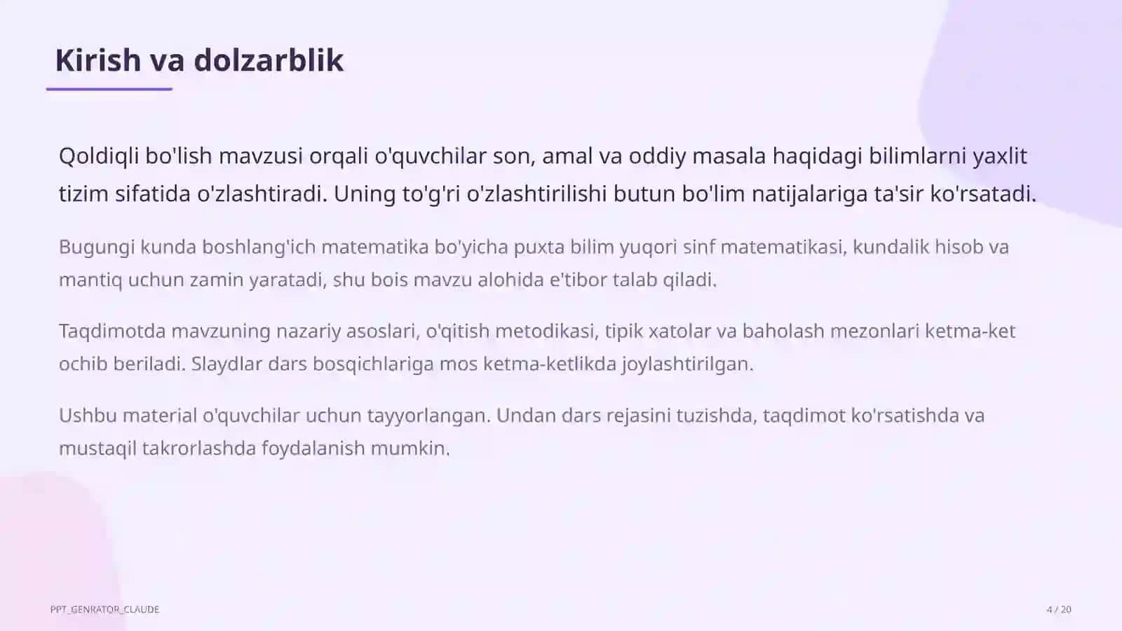 Qoldiqli bo'lish (3-sinf) 4