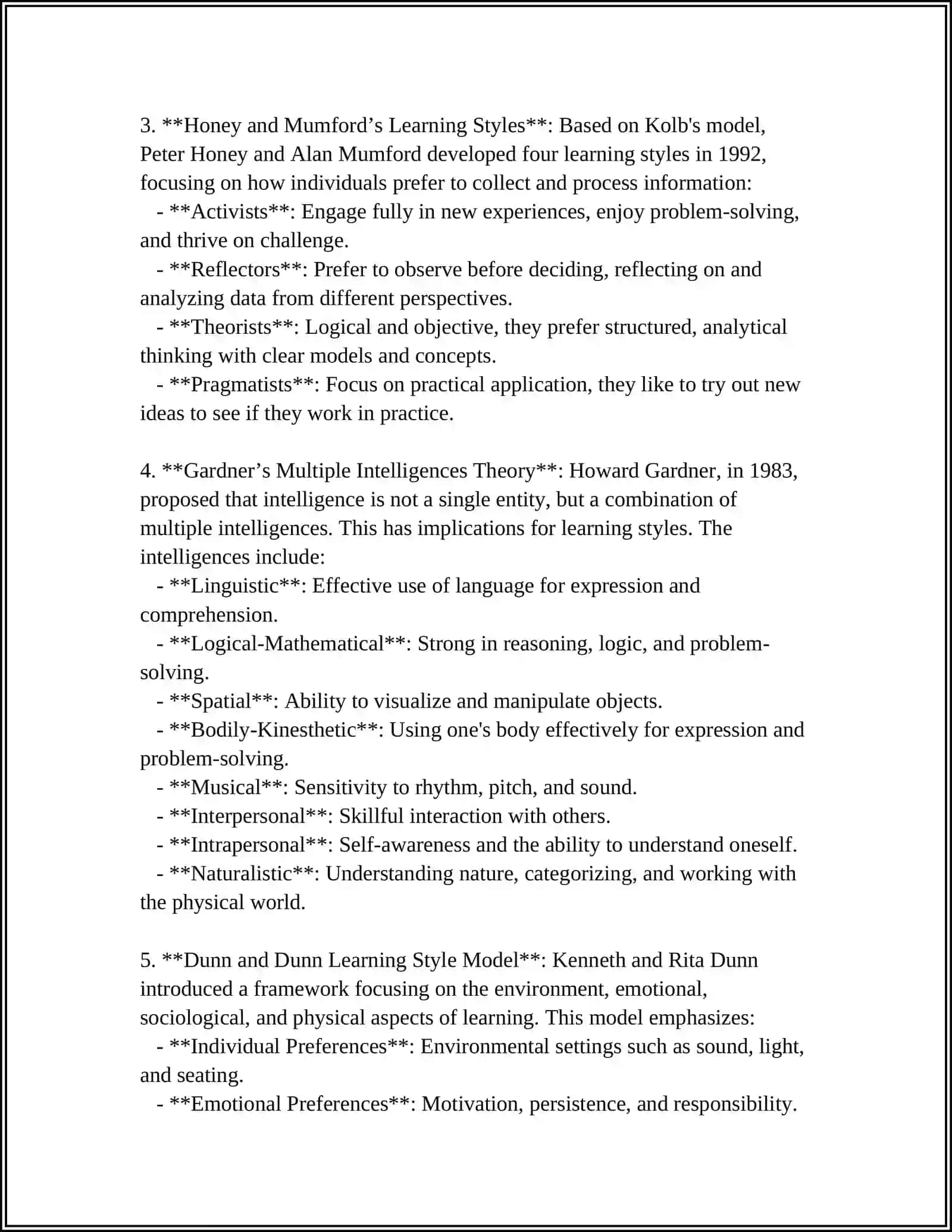 EDUCATION AND LEARNING STYLES 4