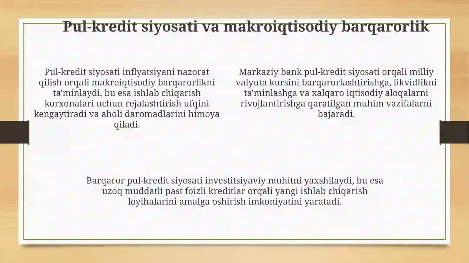 Mamlakat iqtisodiy rivojlanishida bank tizimining roli 4