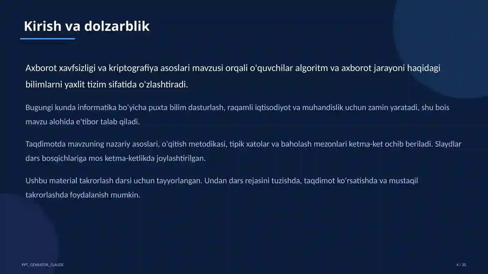 Axborot xavfsizligi va kriptografiya asoslari (10-sinf) 4