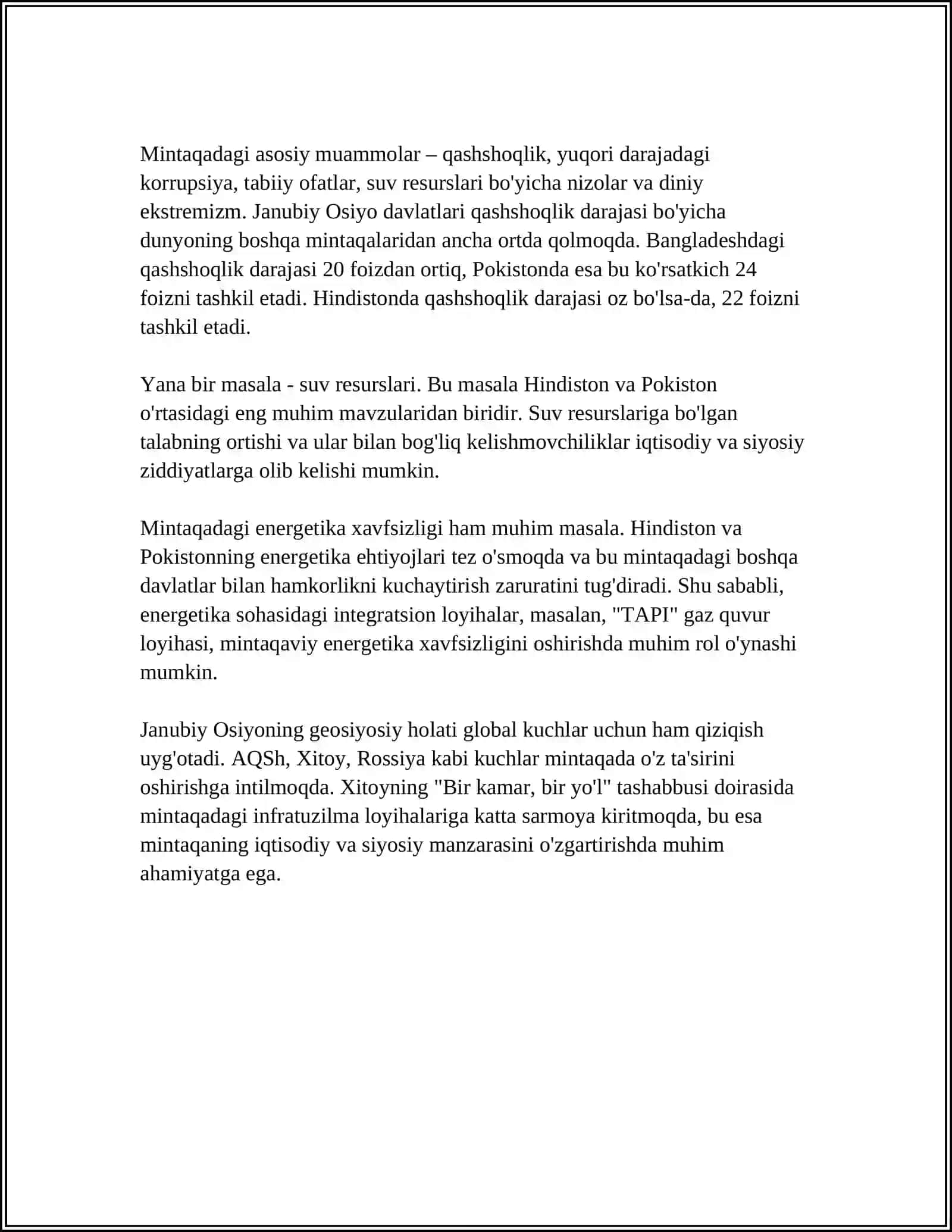 JANUBIY OSIYO MINTAQASIDA INTEGRATSIYA MUNOSABATLARINING SHAKLLANISHI VA RIVOJLANISH TENDENSIYALARI 4