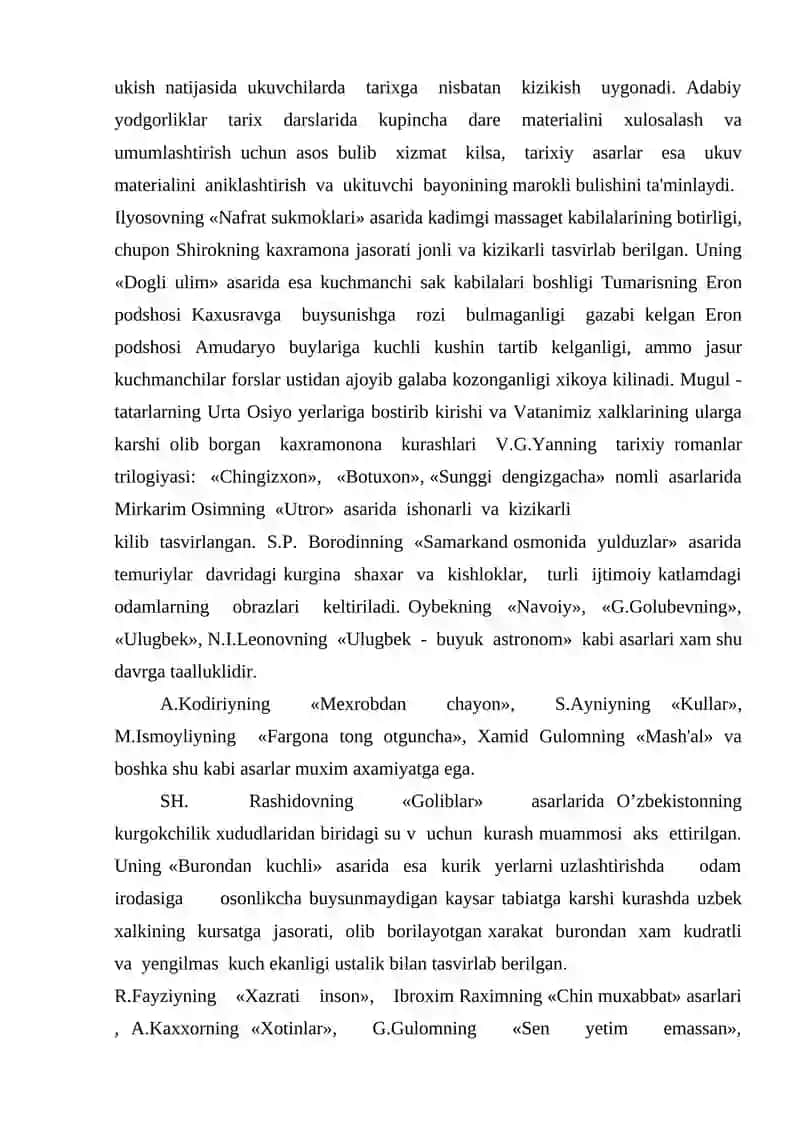 Adabiyotlar bilan Tarix Qo'llash 4