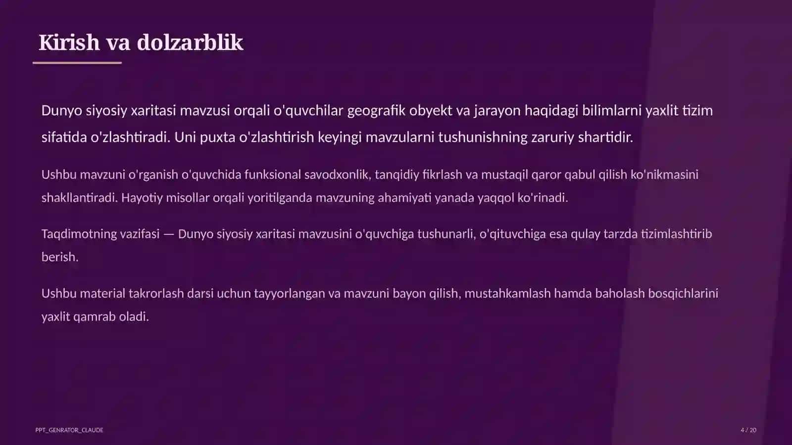 Dunyo siyosiy xaritasi (10-sinf) 4