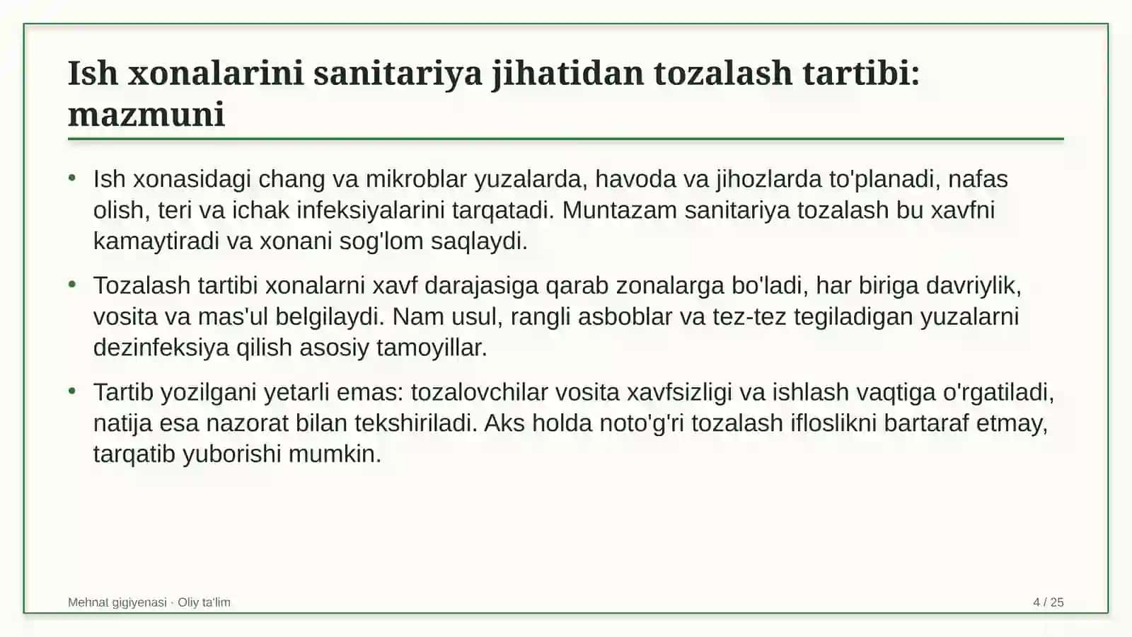 Byudjet tashkilotlarida ish xonalarini sanitariya jihatidan tozalash tartibi 4