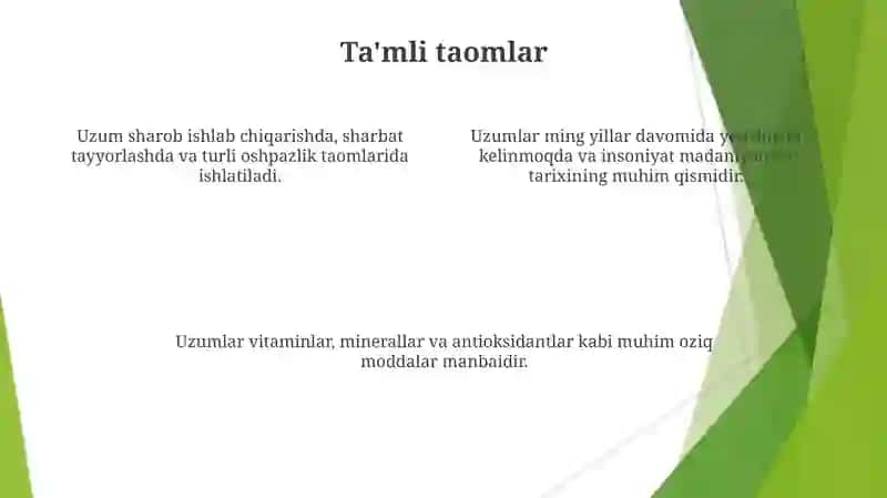 Uzum mahsulotlarining inson hayotidagi ahamiyati 4