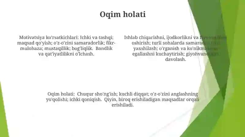 Psixologiyada mativatsiya indikatorlar odam foydalanish 4
