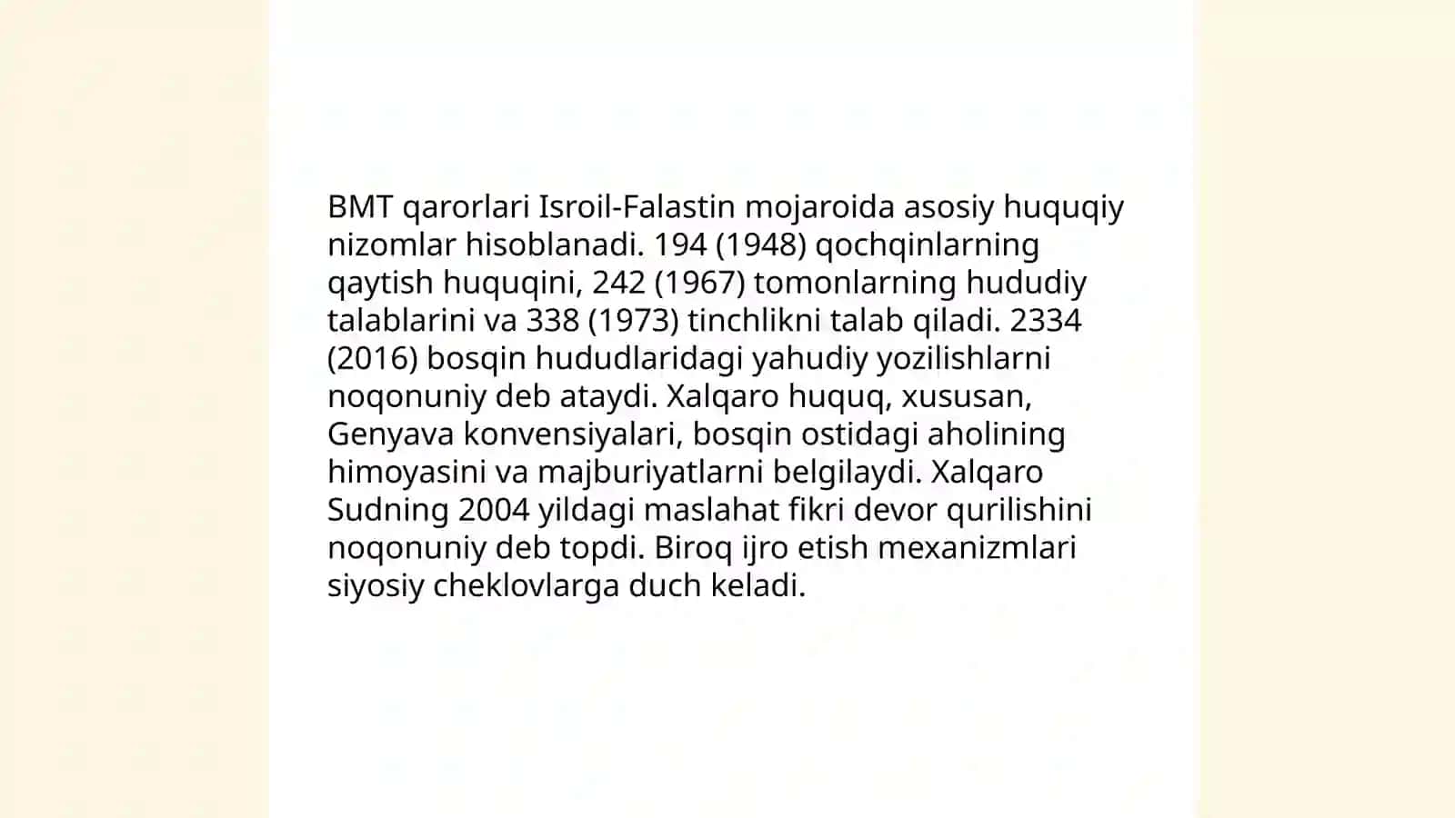 Falastin va Isroil: Ikki Xalq uchun Ikki Davlat 4