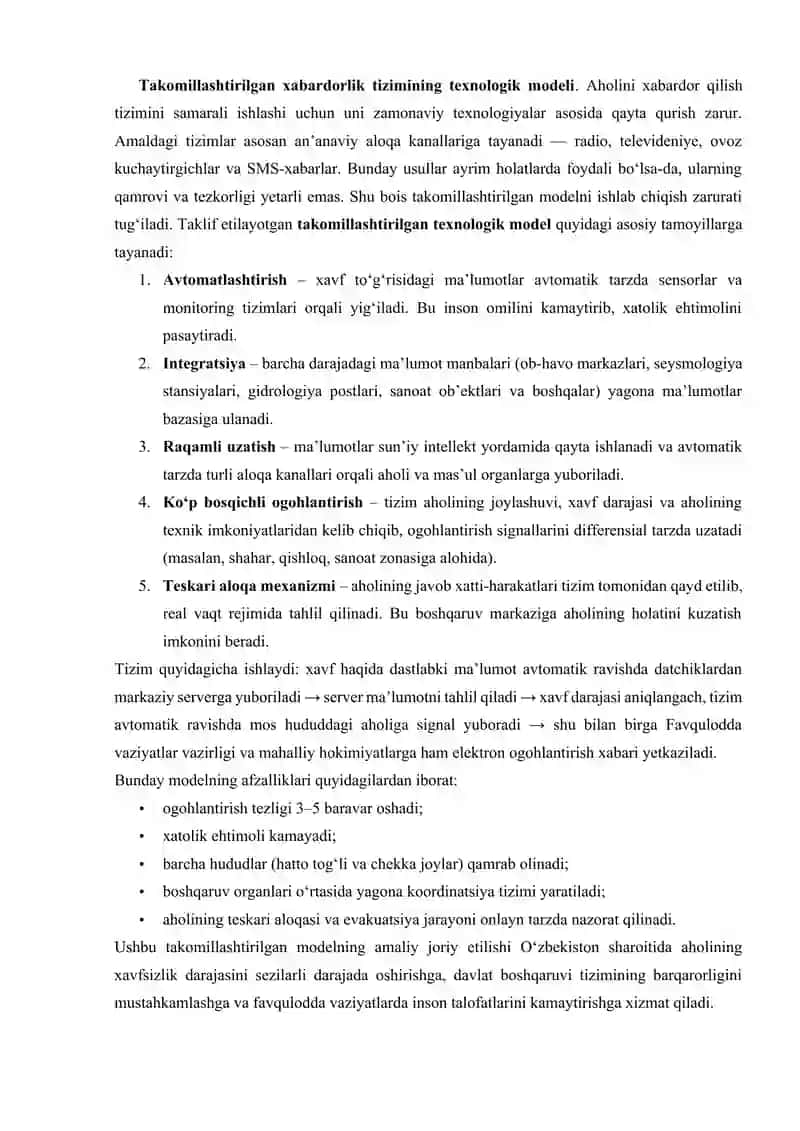 AHOLINI XABARDOR QILISH TIZIMINING TAKOMALLASHTIRILGAN MODELI 4